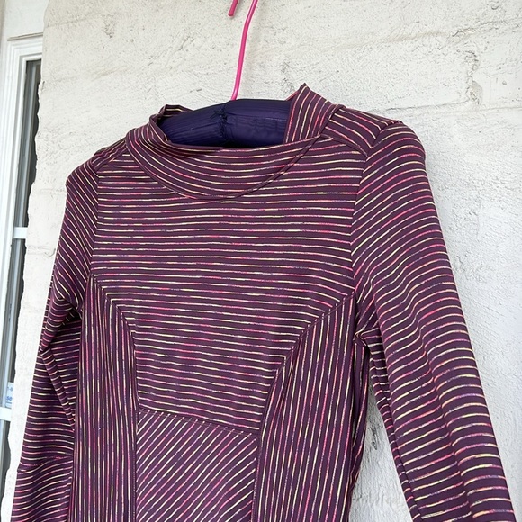 Prana Alicia Dark Plum Striped Long Sleeve A-Line Dress Size Small - Picture 3 of 11